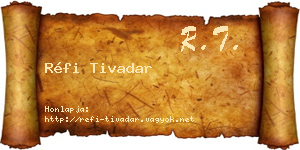 Réfi Tivadar névjegykártya